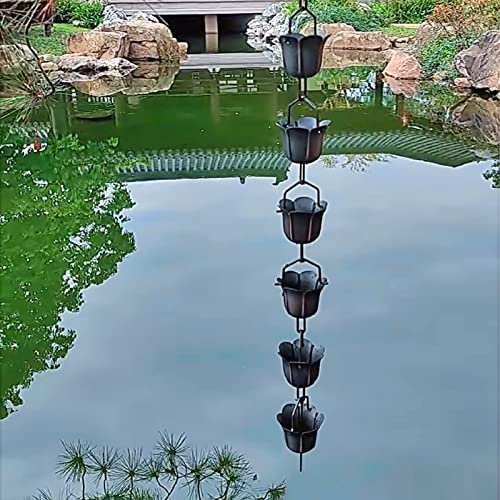Regenkette, Garten Regenkollektor, Ersatz-Fallrohr for Regenketten aus Kupfer, Regenwasserfänger im Blütenblatt-Stil als Dekoration for den Hausgarten, funktionales und dekoratives Regenspiel