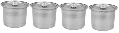 Amosfun 4 Pièces Boîte à Glace En Acier Inoxydable Bac à Glace Pots De Crème Glacée Conteneurs De Stockage Pour Congélateur Porte-glace Conteneurs De Stockage De Crème Glacée