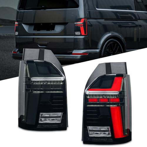 Archaic Rückleuchten kompatibel mit VW Multivan Transporter Caravelle T6 2016-2019,mit sequentiellem Drehsignal, Mit E-Prüfzeichen, Paar