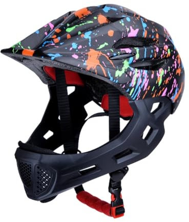Rockible Kids Full Face Bike Helmet - Lightweight Cycling Helmet for Boys Girls, Riding, Roller Skating, Outdoor - Black