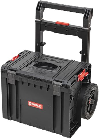 Qbrick System Werkzeugkoffer Auf Rollen Werkstattwagen Werkzeugtrolley Werkzeugkasten Leer Werkzeugkiste PRO Cart 2.0 BLACK Schwarz Rot 490 x 415 x 660 mm