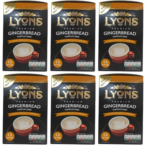 Premium Instant Coffee Sachets Individually Wrapped Gluten-Free Vegetarian Coffee Bag with Mug (6X 12Sachets, Gingerbread Cappuccino)