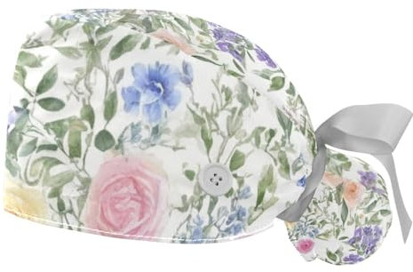 2 Stücke，OP-Hauben für Frauen，Pferdeschwanz OP-Haube，OP-Haarnetz für Frauen,Für die Küche,Rosenfeder