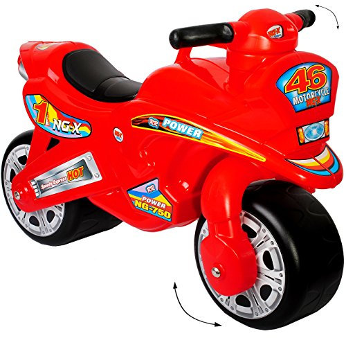 alles-meine.de GmbH XL Kinderlaufrad - Motorrad - ROT / 46 - Lauflernrad - für Innen & Außen - extra breite Reifen - selbstständig stehend - Rutschfahrzeug/Rutschauto - Lau..