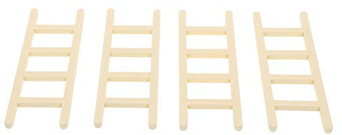 HAWILLOSCH 4Pcs Mini Ladder Toy for Dollhouse Accessories Wooden Ladder for Mini House Decor and Creative Craft Projects