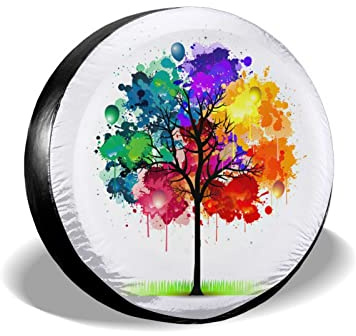 Árbol De La Vida Teñido Anudado En Color Funda De Llanta De Repuesto Portátil Neumático Repuesto Cubierta Impermeable Cubierta para Rueda De Repuesto Universal para Vehículo Remolques 14inch
