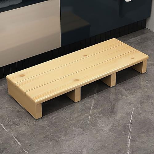Tritthocker aus Holz für Hochbetten, 15 cm Höhe, keine Montage erforderlich, Massivholz, rutschfeste Unterseite, für den Innen- und Außenbereich, 120 x 30 cm lang, Fußhocker-Helfer