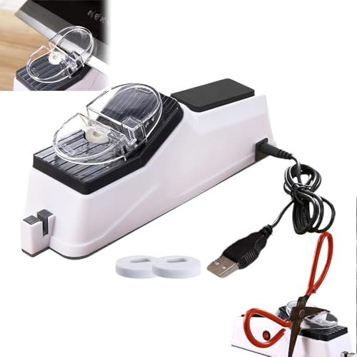 Shutudoisharp Pro Electric Knife-Shaileuse, aiguillon de Couteau électrique avec 3 disques d'affûtage, aiguillon de Couteau à Double Face Professionnel Multifonctionnel, affûtage Rapide (USB)