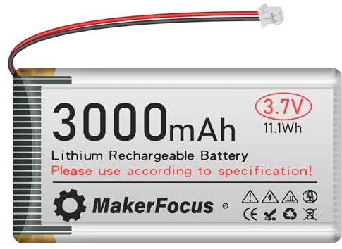 YELUFT Batería LiPo de 3,7 V 3000 mAh para ESP32, Meshtastic Node 1 unidad | Batería recargable 1S, conector JST 1.25, placa de protección incorporada, protección contra sobrecarga y descarga profunda