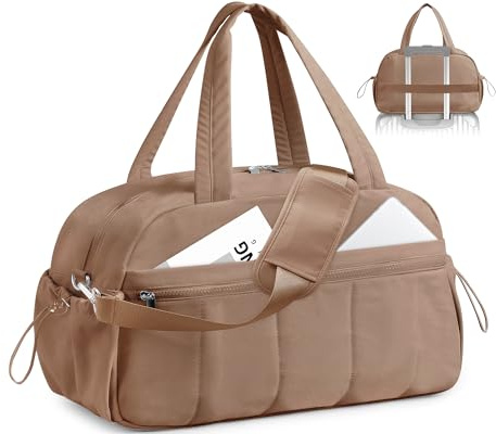 Hoseay Bolsa de Viaje Mujer Grande Bolsa Deporte Impermeable Bolsa Gimnasio Ligera con Compartimento Húmedo Bolso Maternidad de Mano 24L Gym Bag Bolsas de Fin de Semana para Viaje Hospital, Bronce