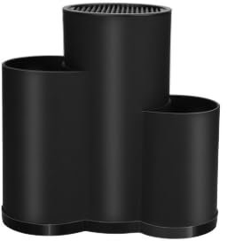 3 in 1 Messerblock Ohne Messer - Plastik Universal Messerhalter - Runder Knife Holder - Küchen Organizer Messeraufbewahrung für Die Meisten Messergrößen und Küchenbesteck (Schwarz)