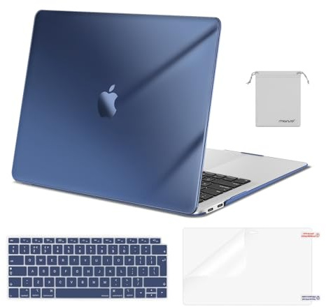 MOSISO Kompatibel mit MacBook Air 13 Zoll Hülle M1 2021 2020 2019 2018 | Schutzhülle Hartschale für MacBook Air M1 Hülle A2337 A2179 A1932&Tastaturschutz&Displayschutz&Beutel, Kristall Mitternacht