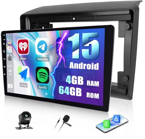 SIXWIN 4+64G Android 15 Radio Coche para FIAT DUCATO 2010/Citroen Jumper/Peugeot Boxer con CarPlay&Android Auto,9 Pulgadas Pantalla Táctil con Bluetooth/WiFi/GPS/FM/RDS/USB 32EQ con Cámara Trasera