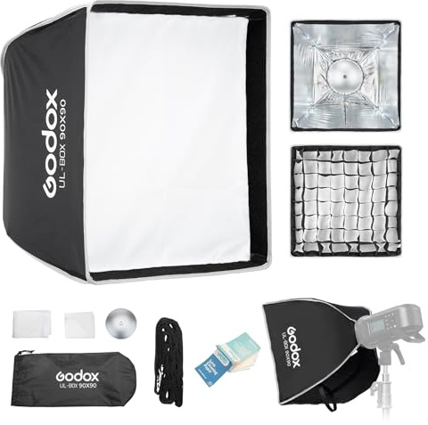 Godox UL-BOX-90 Rectangular Softbox 90x90cm Rápido Interruptor Softbox | Bowens Mount para MS200-V MS300-V SK400II-V DP400III-V DP600III-V SL60W SL60IID SL60IIBi SL100D SL100Bi y Otro Estudio Flash