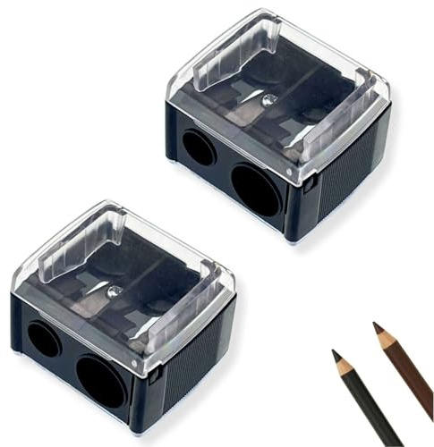Sacapuntas Doble para Lápices Cosméticos, Sacapuntas Lápices de ojos, Herramientas de Maquillaje, Accesorios de Belleza, Afilador Profesional para Lápiz Labial y Cejas, Set de 2 Unidades