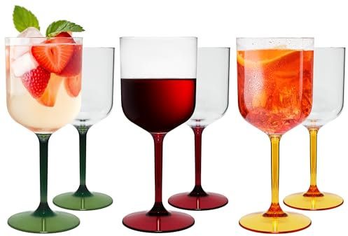 WUITOKI Calici Spritz Aperol in plastica colorati, 6pz, 42cl, lavabili in lavastoviglie, Infrangibile, Aperitivo, Cocktail