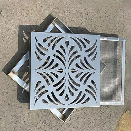 Copertura per grondaia quadrata in acciaio inox 304 resistente per cortile e giardino, 45 x 45 cm