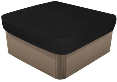 Copertura quadrata nera per vasca idromassaggio all'aperto con interno foderato in argento, tessuto Oxford resistente alle intemperie, 230,9 x 230,9 x 30,9 cm