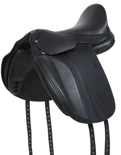 A&M Reitsport Baumloser VSD Sattel 1148 aus Leder, mit Klettkissen wechselbares Kopfeisen, Größe:17.5 Zoll