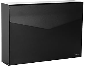 MEFA by Renz Letter 110 (Farbe Tiefschwarz – RAL 9005, Postkasten mit Sicherheitsschloss, Designbriefkasten, Größe 86x354x249 mm) 110110M, Schwarz