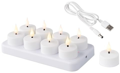 Lumineo LED Teelichter 4cm Kunststoff - 8er Set Elektrische Teelicht Kerzen - Batteriebetrieben - Flackernde Flamme Effekt - Dekokerzen Weiß Warmweiß