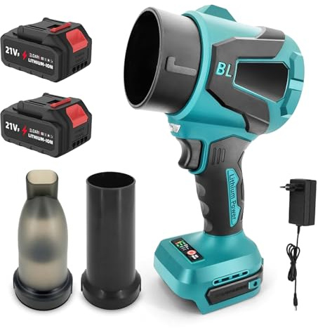 2 en1 Souffleur a Batterie & Aspirateur sans Fil, Turbo Souffleur Feuille, 2X3,0 Ah Batterie,Souffleuse à poussière électrique pour Feuilles, Neige et poussière,Force de soufflage 1,1 kg,12Kpa