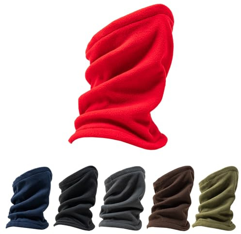 QILZO Schlauchschal herren, Damen, Motorradfahrer, Fleece Halstuch, Winter Halswärmer mit verstellbarem Kordelzug, Multifunktionstuch, Sturmhaube, Skifahren, Radfahren, Wandern, Einheitsgröße (Rot)