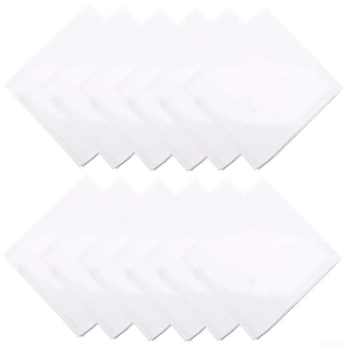 GLFLOW Tovaglioli bianchi, 12 pezzi, in tessuto di cotone, 40 x 40 cm, riutilizzabili, per feste, matrimoni, cucina, ristorante