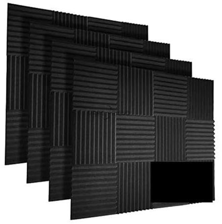 Selbstklebende Akustikschaum-Paneele 48 Stück 30x30x2,5 cm Akustikschaumstoffplatte Studio Schallschutz Keil Schalldichte Wandpaneele Akustische Isolierung Behandlung Schalldicht(48 Black)