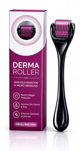 Derma Roller 1mm, Anti Ageing Men Beard Roller, 540 Titanium Micro Needling Roller, Microneedling Roller, Hair Growth Scalp Roller, Derma Kit for Skin Rejuvenation (Derma-Roll-1mm)