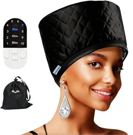Hair Steamer for Natural Hair (Home Use) - 10-Speed Temperature Control, Fast Heating & Deep Strand Nourishment Heat Cap
