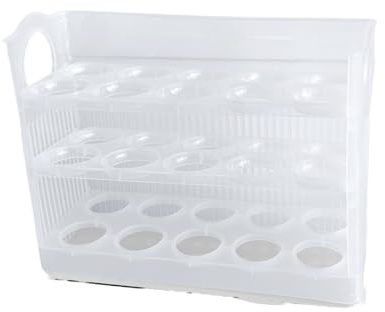 YXCPFEO 30 Eggs Refrigerator 3 Tier Fridge Door Storage Flip Tray Semi-Transparent Box With Handle Kitchen Stackable Case(Translucent)