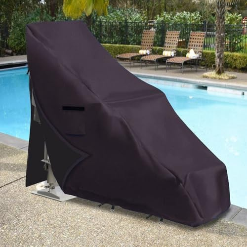 CashMuch Cubierta de elevación de piscina al aire libre, resistente al agua, para sillas elevadoras de piscina, 49 x 20 x 36 pulgadas, tela Oxford negra resistente a los rayos UV con respaldo de PVC