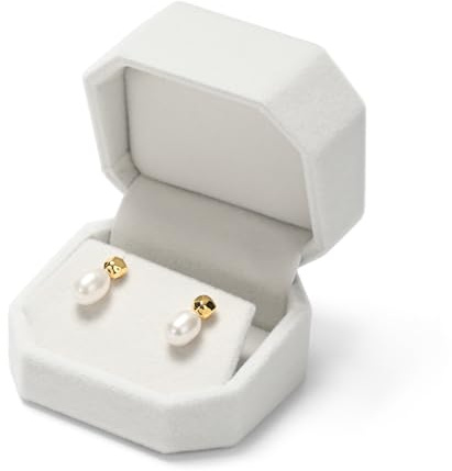 Papten Scatola Per Orecchini,Custodia Per Orecchini,Bianco,Velluto | Scatola ottagonale per orecchini, porta gioielli, confezione regalo per San Valentino e compleanni, portagioie piccolo