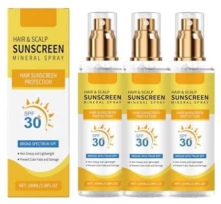 Sun Protection for Hair and Scalp, SPF30 Hair Scalp Sun Protection Spray, Scalps & Hairs Mist Sunscreen Spf30, For Hiking Beach Running, Non-Greasy (3)