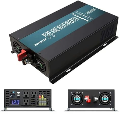Inversor Corriente Inversor Solar 5000W Potencia Máxima Onda Sinusoidal Pura 2500W Convertidor 12V A 220V Banco Energía 100V/120V/230V/240V CA. Transformador(220V-230V,Universal,12V)