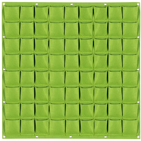 Jazooli 72 Pockets Hanging Planter Bags, Hanging Vertical Wall Mounted Plant Planting Grow Bags, Herb Garden Planter Outdoor Indoor Growing Bag, Greening Flower Container 1m x 1m (Green)