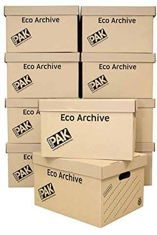 StorePAK Eco Archive / Storage Cardboard Boxes & Lids - Easy to Assemble, Home Storage, Office & Moving House ,33 Litres - H26 x W34 x D43cm