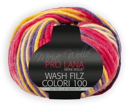 PRO LANA Wash-Filz Colori 100 - Farbe: Rot/Lila (705) - 100 g/ca. 100 m Wolle
