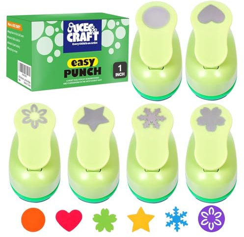 UCEC 6 Pcs Pattern Punch for Crafts with Paper for DIY Gift Cards 6.8cm x 4.3cm x 5.5cm
