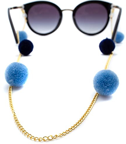 GERNEO - Tel Aviv - Premium Brillenkette & Brillenband in diversen Farben - aus 18 Karat Gold - Kette mit Bommeln in Samtoptik (gold) - Unisex für Lesebrille & Sonnenbrille
