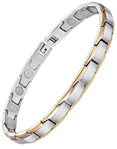 Jeracol Titanstahl Magnetarmband Damen mit 3500 Gauss Magneten | Verstellbares Magnet Armband Damen mit Entfernungswerkzeug und Schmuck Geschenkbox