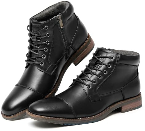 Arkbird Mens Dress Boots Genuine Leather Cap Toe Ankle Boot with Side Zipper for Casual Business Formal Wear,Black Size 9