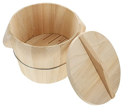 Wooden Bottom Movable Bucket Steaming Flat Lid with Rice