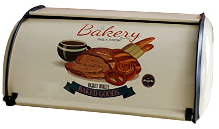 TOPBATHY Boîte à Pain Rétro en Fer Jaune pour Table, Style Français