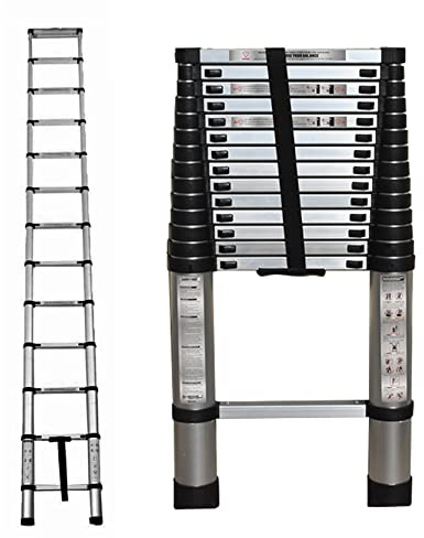 Telescopic Ladder 14.5FT/4.4M Aluminum Collapsible Retractable Portable Extension Ladder for Household or Outdoor Work 330lbs Capacity