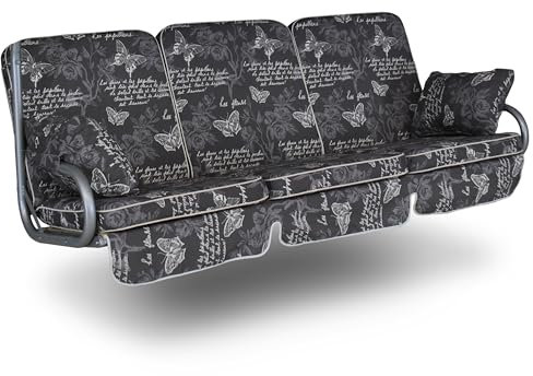 Angerer Freizeitmöbel GmbH Hollywoodschaukel Auflage Comfort - passend für viele 3-Sitzer Hollywoodschaukeln - Schaukelauflage Made in Germany (Grau Schmetterling)