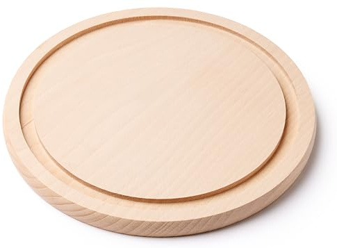 EVERYJOY Rundes Servierbrett ⌀ 22 cm aus Buchenholz zum Schneiden und Servieren (Rund, Ø22 x 1,5 cm)