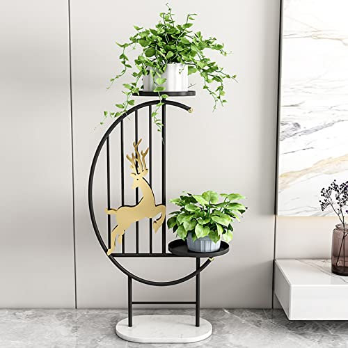 URBERY Blumenständer Metall Blumentreppe Blumenregal Pflanzregal,Hirschform Dekoratives Pflanzenständer für Innen-Balkon Wohzimmer Outdoor Garten Deko (40cmx25cmx101cm)