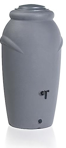 Réservoir pour eau de pluie Aquacan 210L | 56 x 59,9 x 118,3 cm | 2 points d'attache | inclus insert pour fleurs, robinet et système de collecte d'eau | réservoir de jardin | couleur gris design